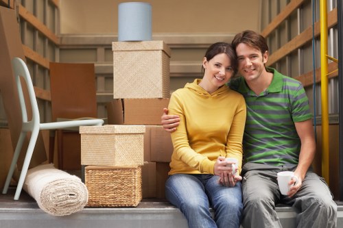 Commercial removals team handling workspace items in Balham