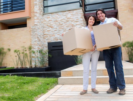 Business relocation service with boxes and office equipment in Balham